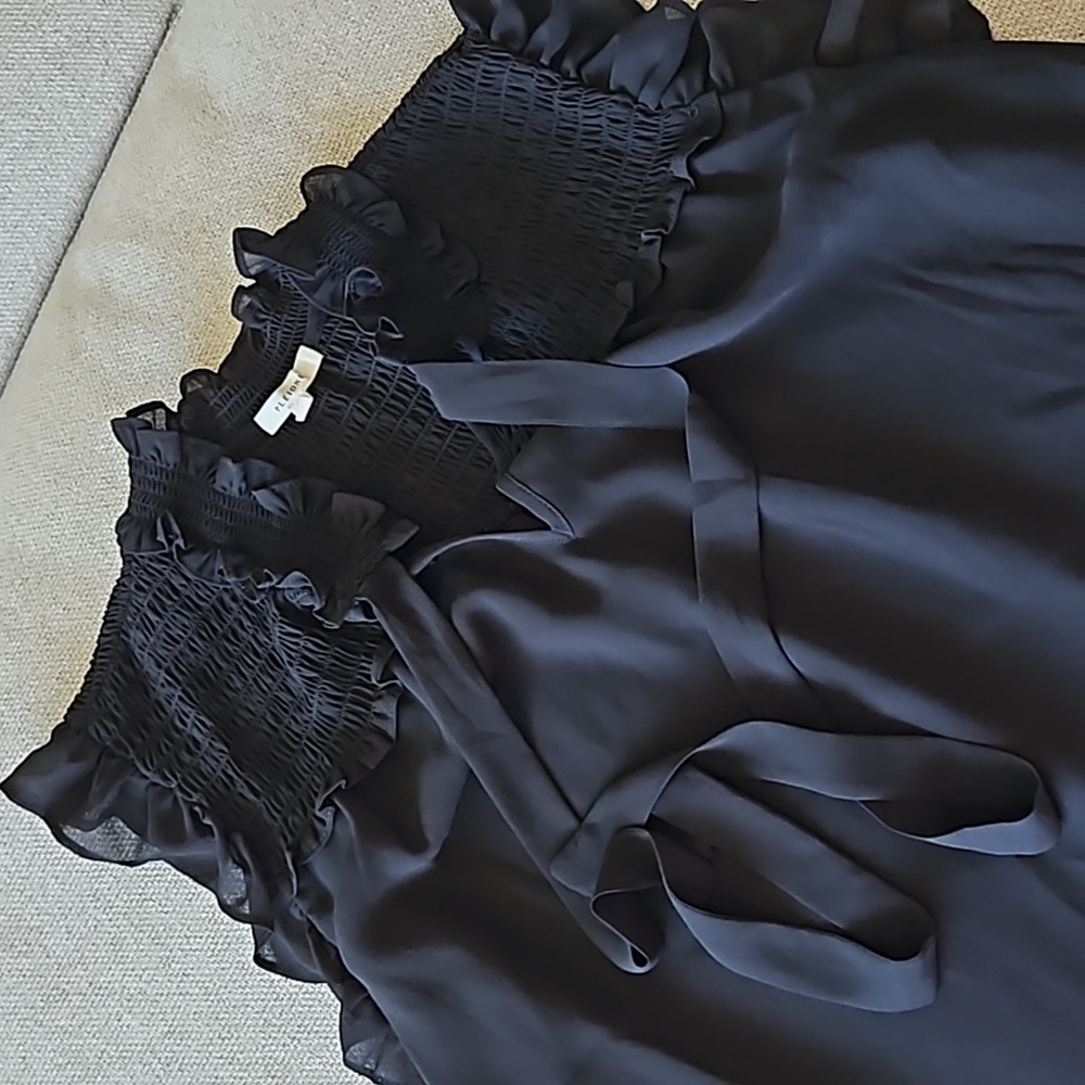 Pleione Large Chiffon Sleeveless Top Ruching Ruffles Stretch - Picture 4 of 6